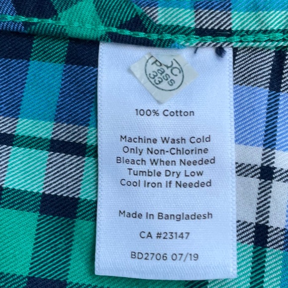 Talbots Petite Blue/Green Plaid Shirt NWOT - Picture 7 of 7